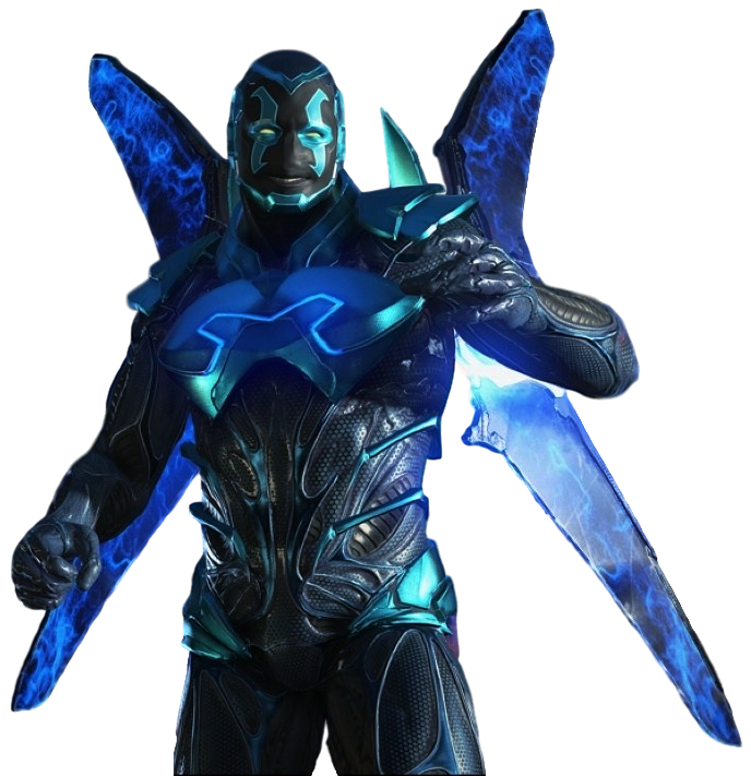 Blue Beetle Jaime Reyes Armor With Energy Wings Close Up PNG Graphic