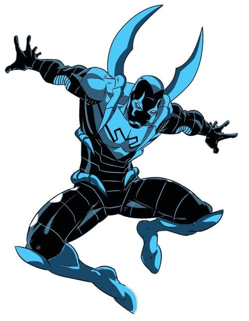 Blue Beetle Jumping Cartoon Comic Style PNG File