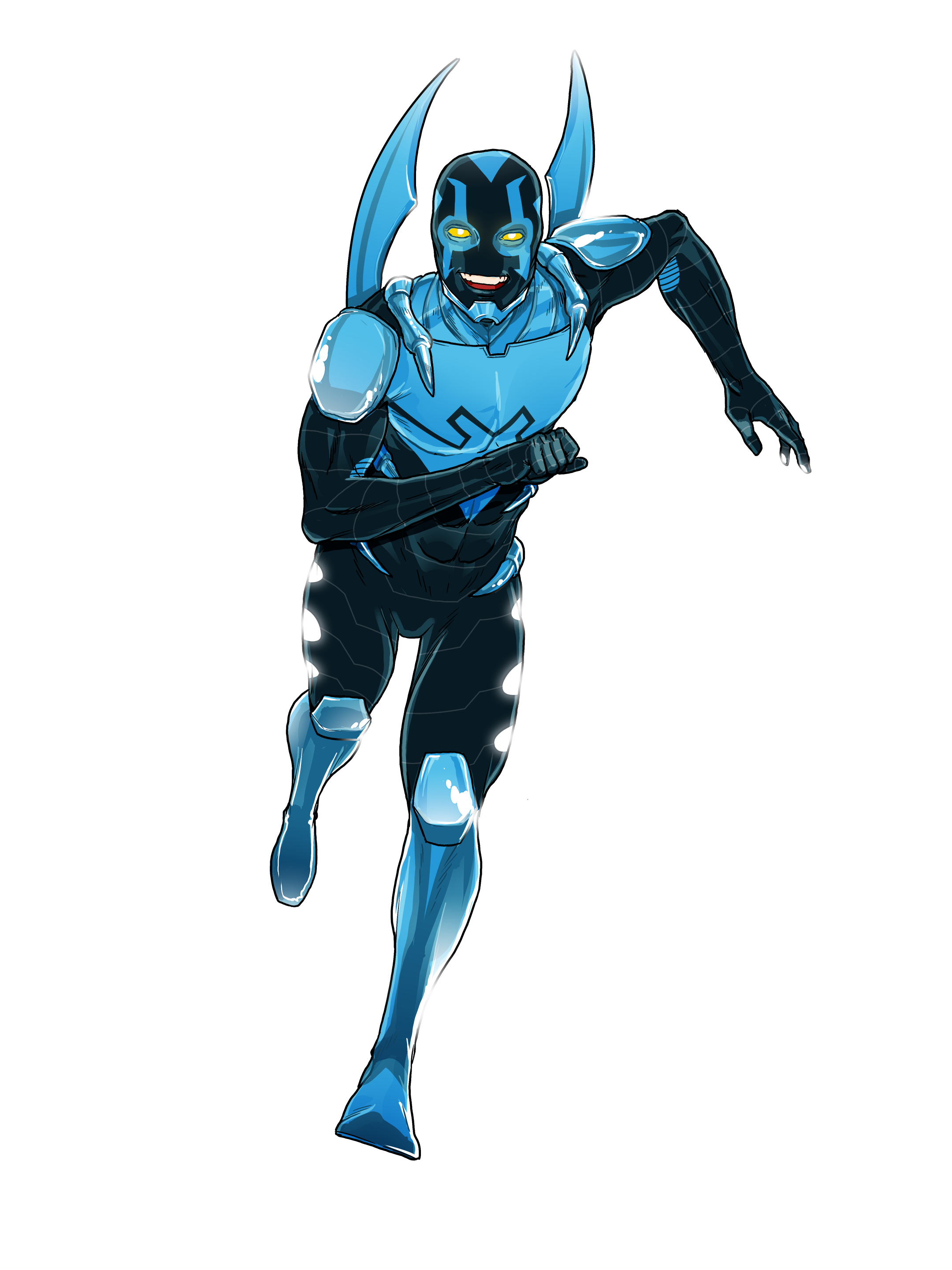Blue Beetle Running Full Body Animated Style Ultra HD PNG