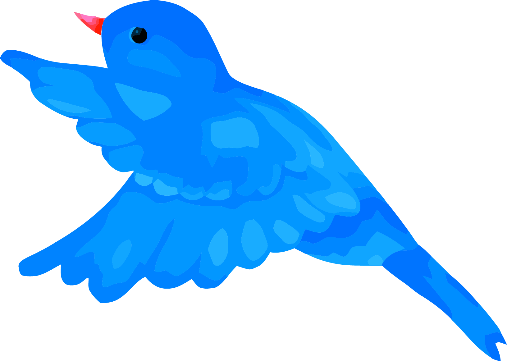 Bright Blue Bird Flying Painted Illustration High Resolution PNG