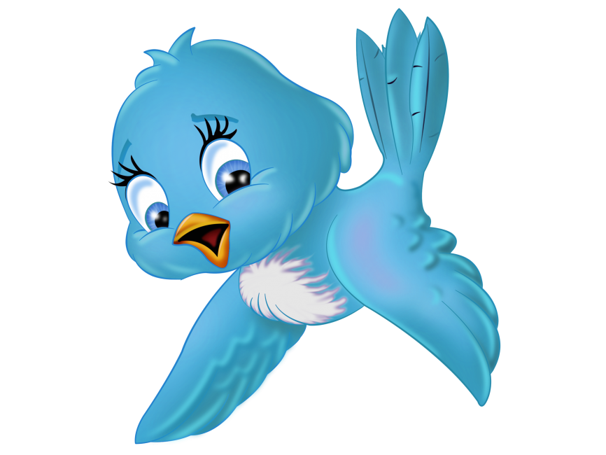 Funny Light Blue Cartoon Bird Flying Surprised PNG Image With Transparency