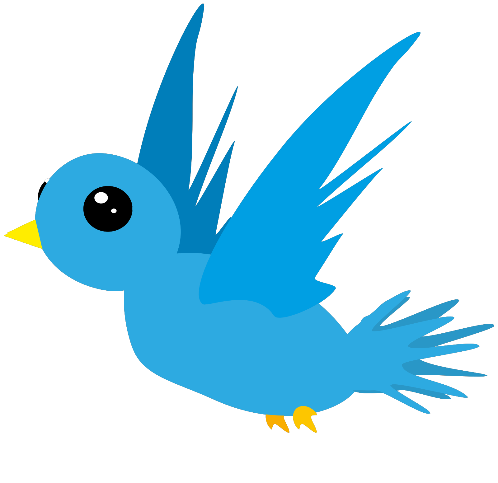 Light Blue Cartoon Bird Flying With Spread Wings Transparent Background PNG Image