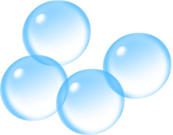 Four Light Blue Soap Bubbles Cluster Realistic PNG Clipart