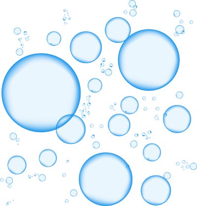 Many Floating Light Blue Soap Bubbles Scattered Overlay PNG