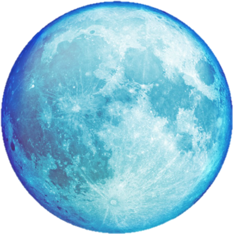 Aqua Blue Full Moon With Glowing Edge Realistic PNG Free Download