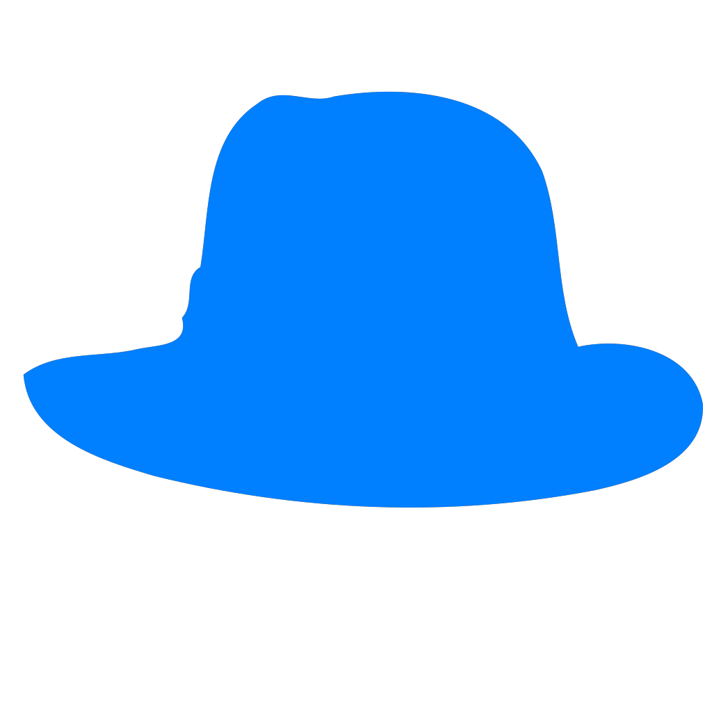 Azure Blue Wide Brim Hat Silhouette Flat Icon PNG Free Download