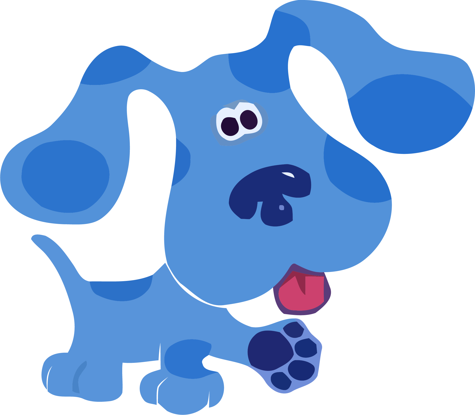 Big Blue Dog From Blues Clues Walking With Tongue Out PNG Picture