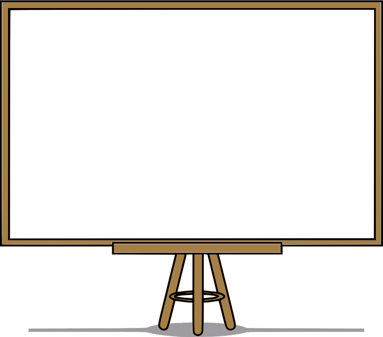 Blank White Board On Wooden Tripod Easel Stand PNG