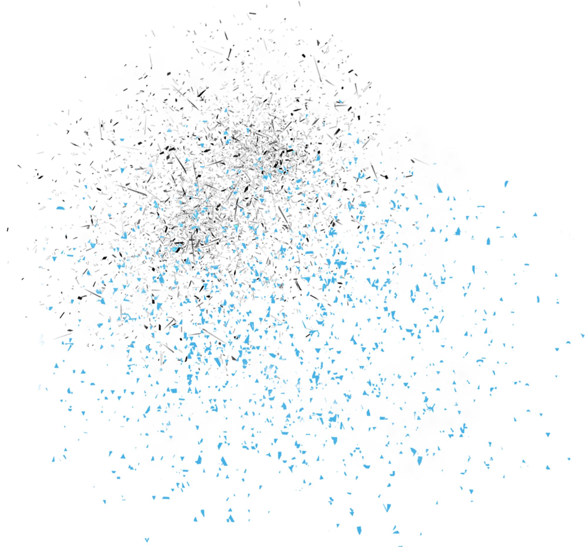 Blue And Silver Glitter Particles Scattered Burst Transparent Background PNG Image