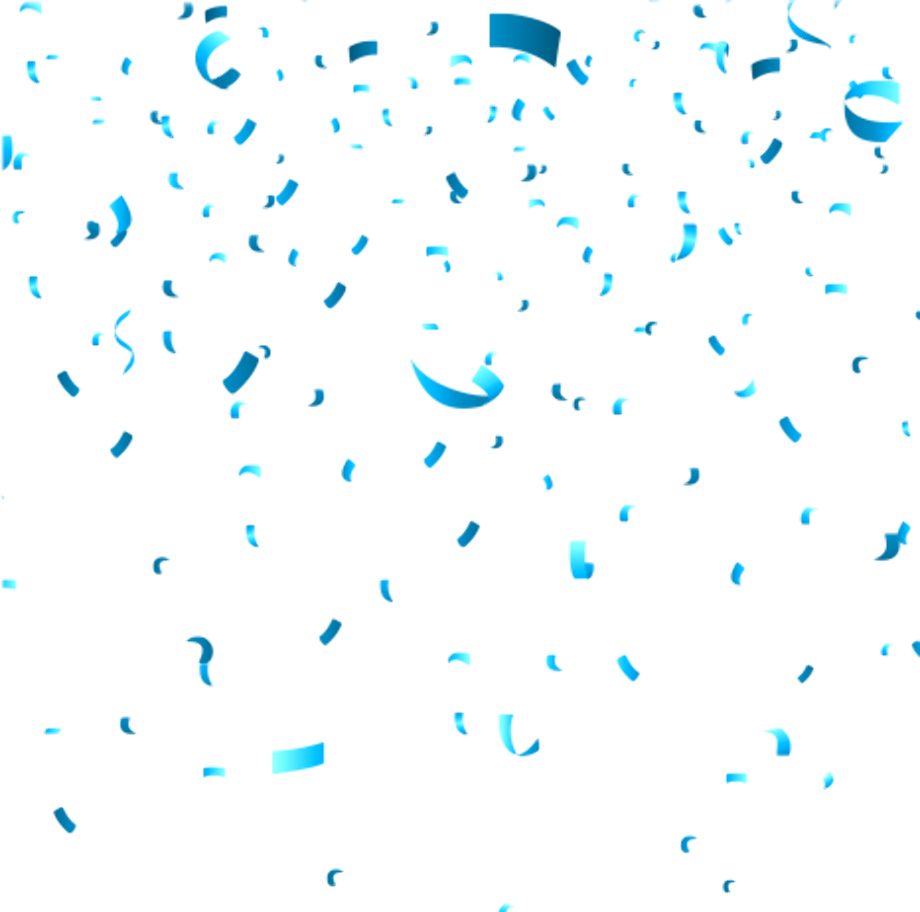 Blue And Teal Ribbon Confetti Falling Overlay PNG