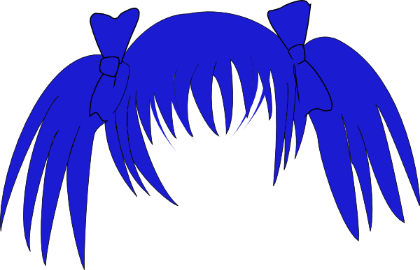 Blue Anime Twin Tails Pigtails Hair With Bows PNG Clipart