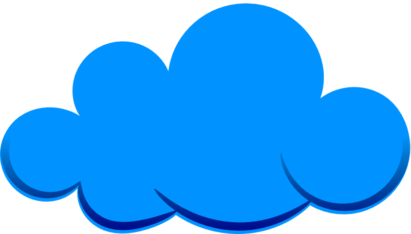 Blue Cartoon Cloud With Dark Blue Shadow Outline Flat Illustration PNG