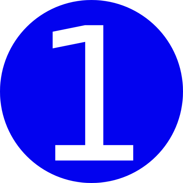 Blue Circle With White Number 1 Flat Badge PNG