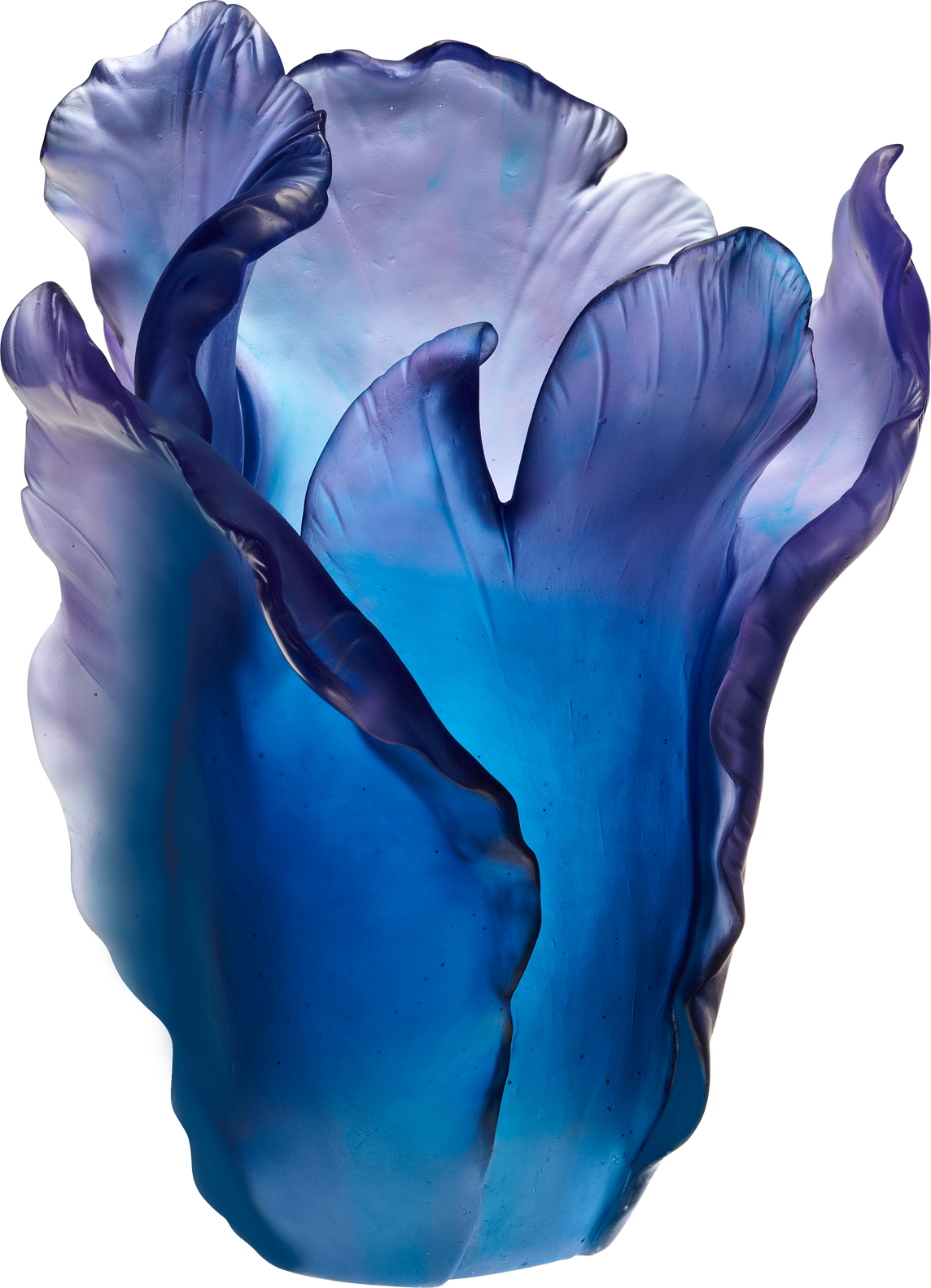 Blue Crystal Glass Tulip Vase Sculpture Art Object PNG Free Download