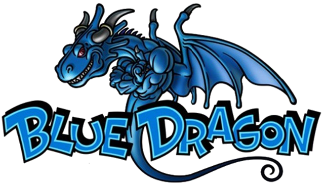 Blue Dragon Game Logo Title With Dragon Artwork PNG Sticker