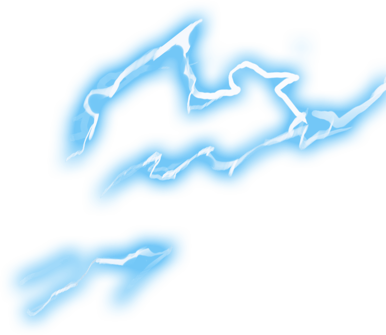 Blue Electric Arc Zigzag Lightning Streaks PNG