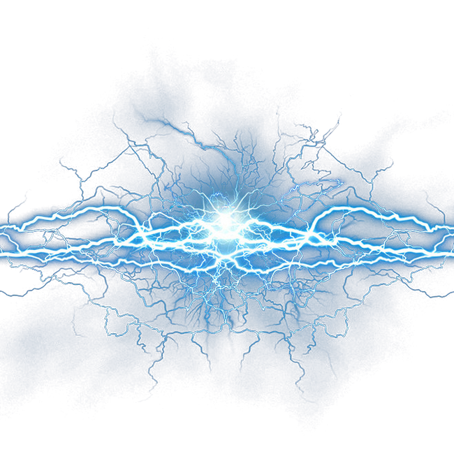 Blue Electric Plasma Horizontal Energy Burst With Sparks PNG Photo