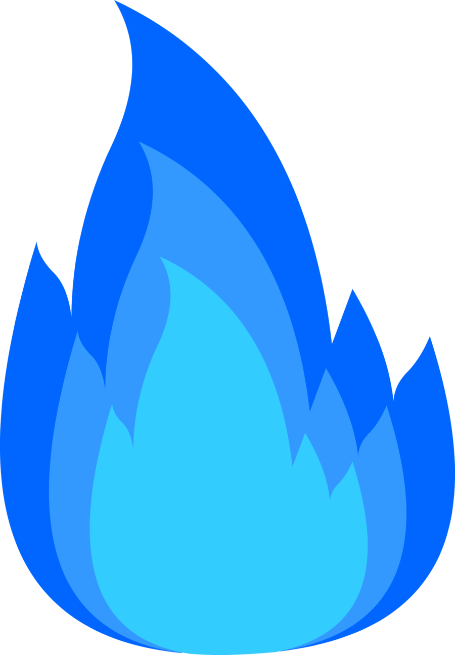 Blue Flame Flat Icon Layered Fire Shape PNG Clipart