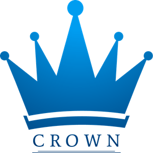 Blue Gradient Crown Logo With Crown Text Lettering PNG Image With Transparency
