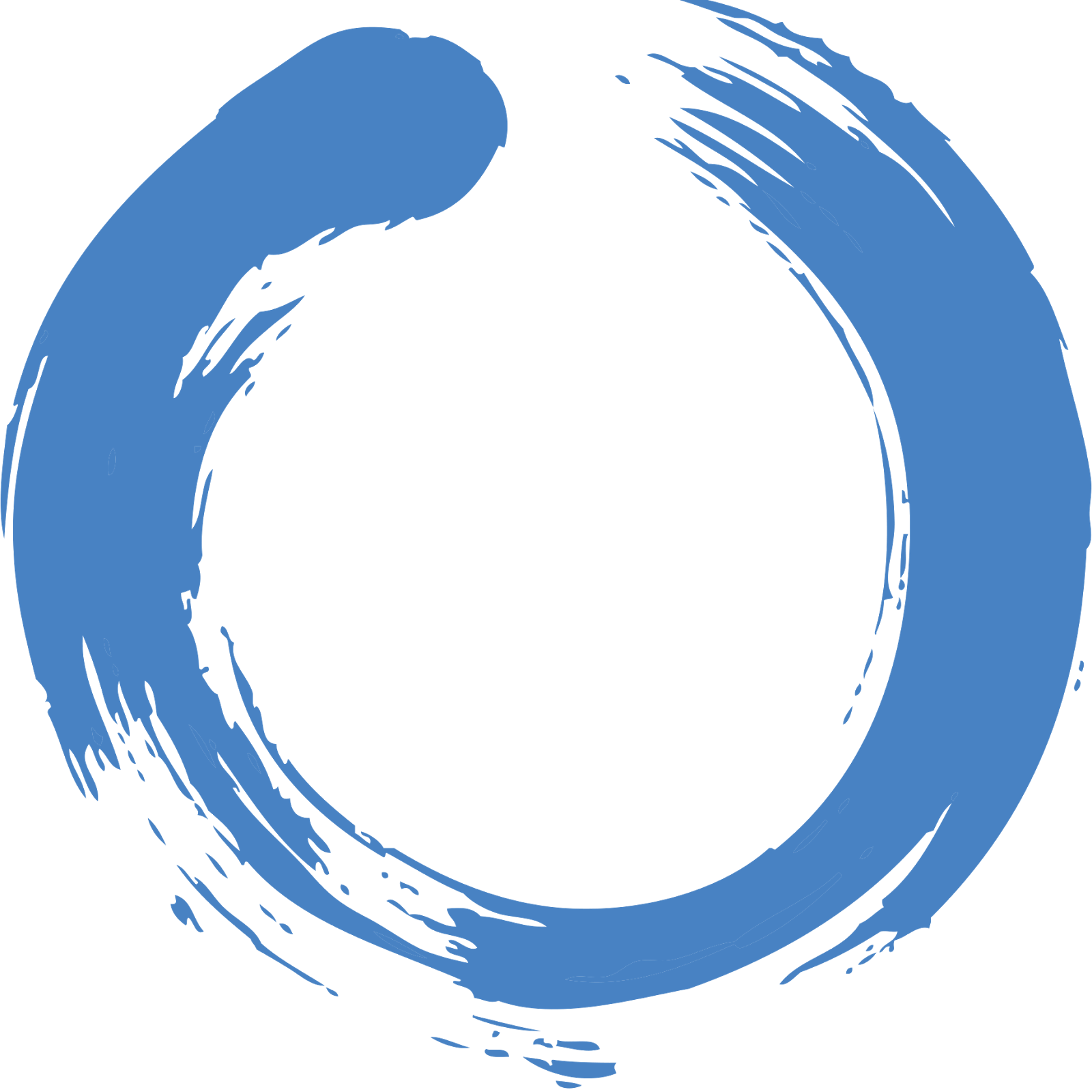Blue Ink Brush Stroke Circle Enso Hand Painted Frame PNG