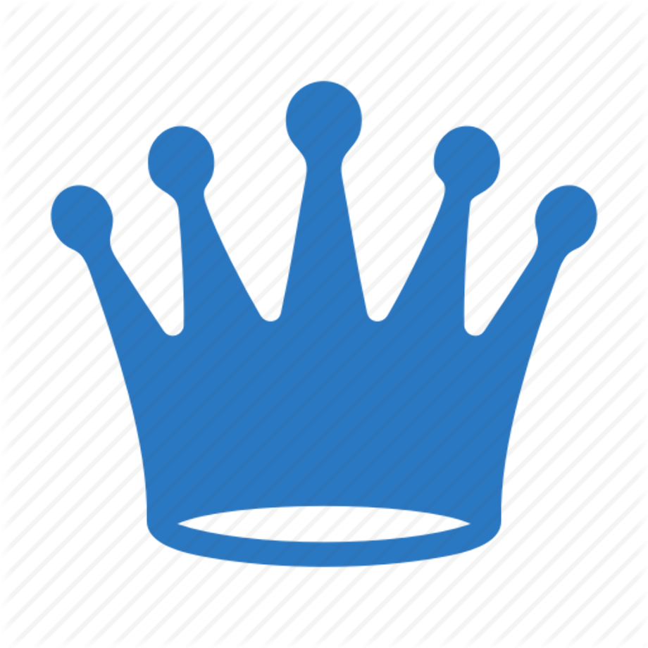 Blue King Crown Icon With Five Points Flat Design PNG