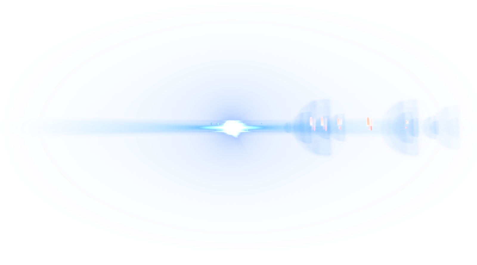 Blue Lens Flare Line With Rainbow Ghosts Photo Effect PNG