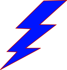 Blue Lightning Bolt With Red Outline Flat Clipart PNG Transparent Image