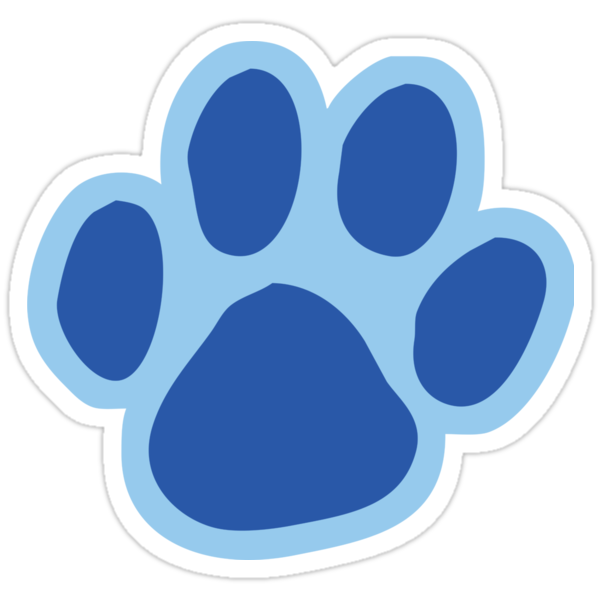 Blue Paw Print Sticker With White Border PNG Photo