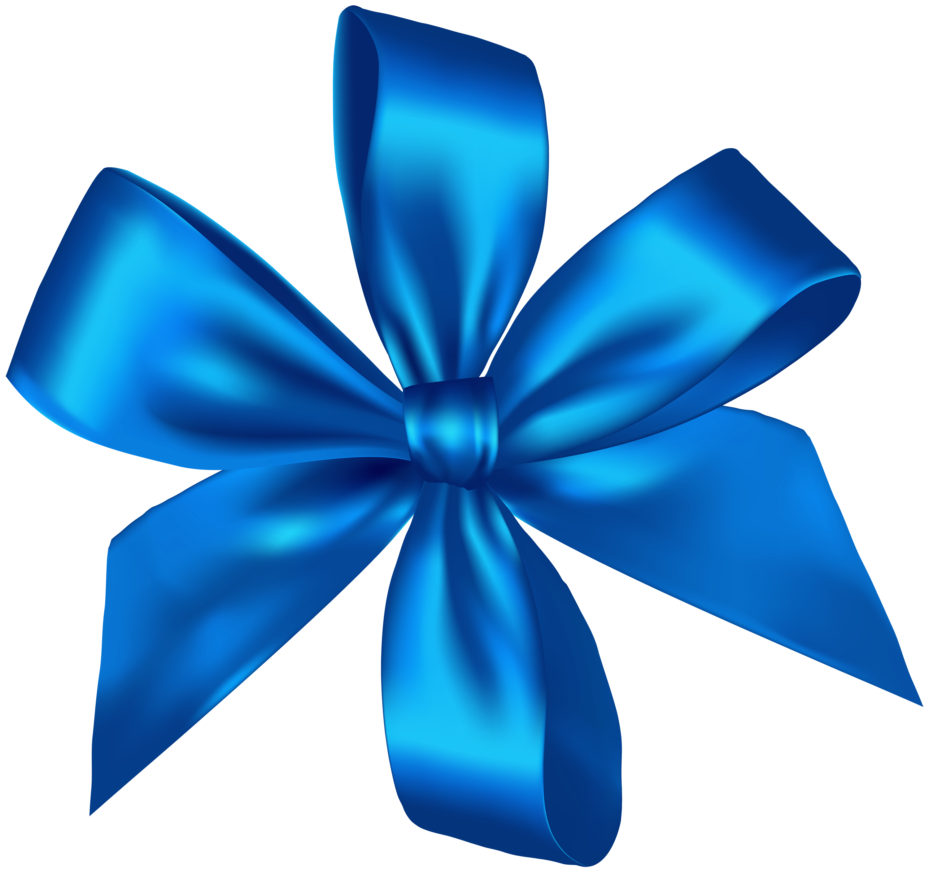 Blue Satin Four Loop Bow Ribbon High Resolution PNG Graphic