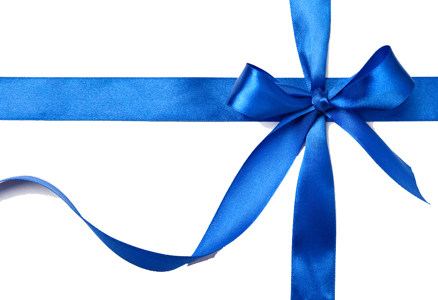 Blue Satin Ribbon Bow Crossed Gift Wrap PNG