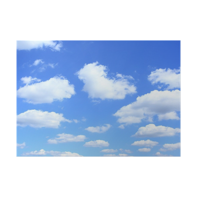 Blue Sky With Fluffy White Clouds Square Photo Transparent Background PNG Image