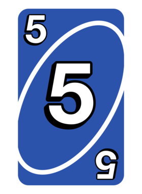 Blue Uno Number 5 Card Front Face PNG Clipart