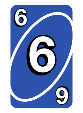 Blue Uno Number 6 Card Front Face Game PNG File
