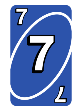 Blue Uno Number 7 Card Front Face Playing Card PNG Graphic