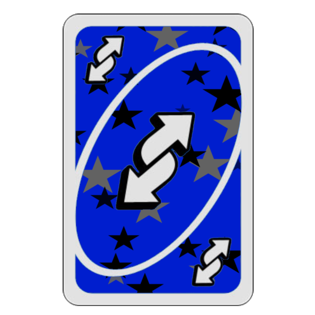 Blue Uno Reverse Card With Stars Pattern Meme PNG Picture