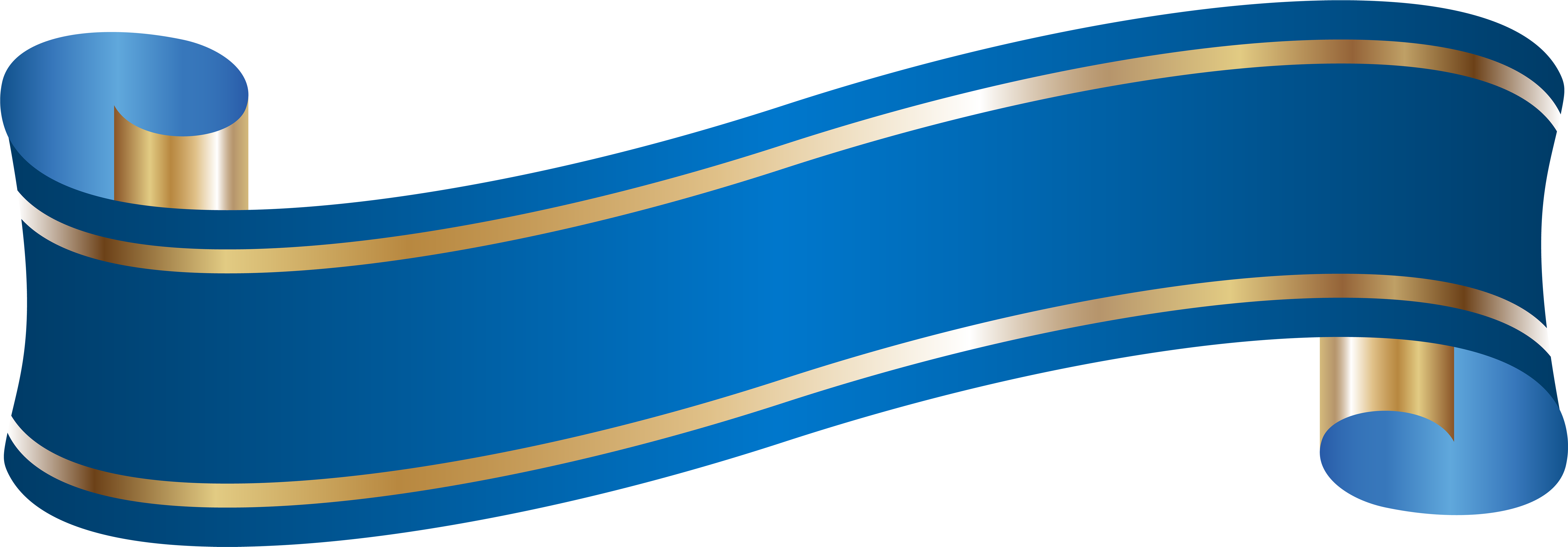 Blue Wavy Ribbon Banner With Gold Edges Scroll Ultra HD PNG Image With Transparency