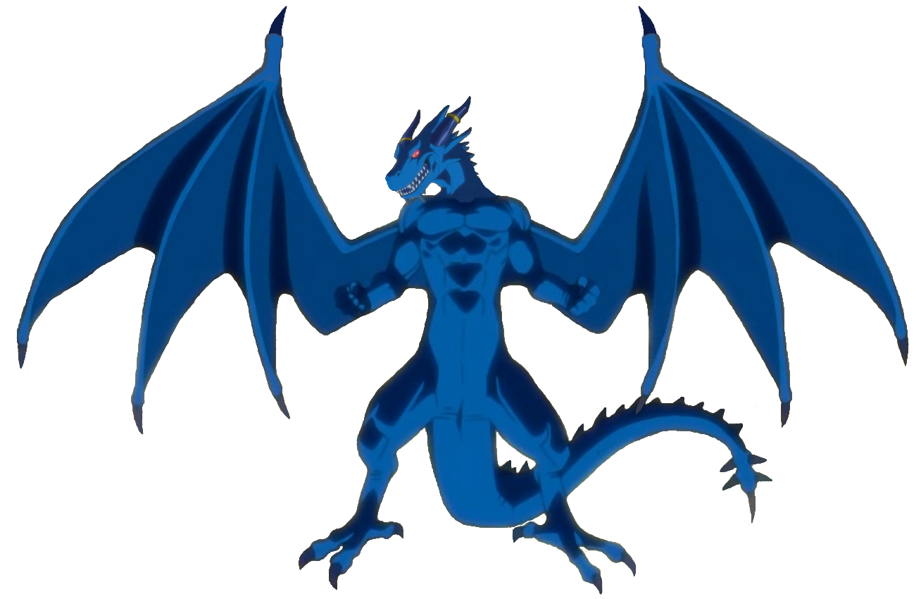 Blue Western Dragon Spread Wings Front View Silhouette Style PNG Clipart