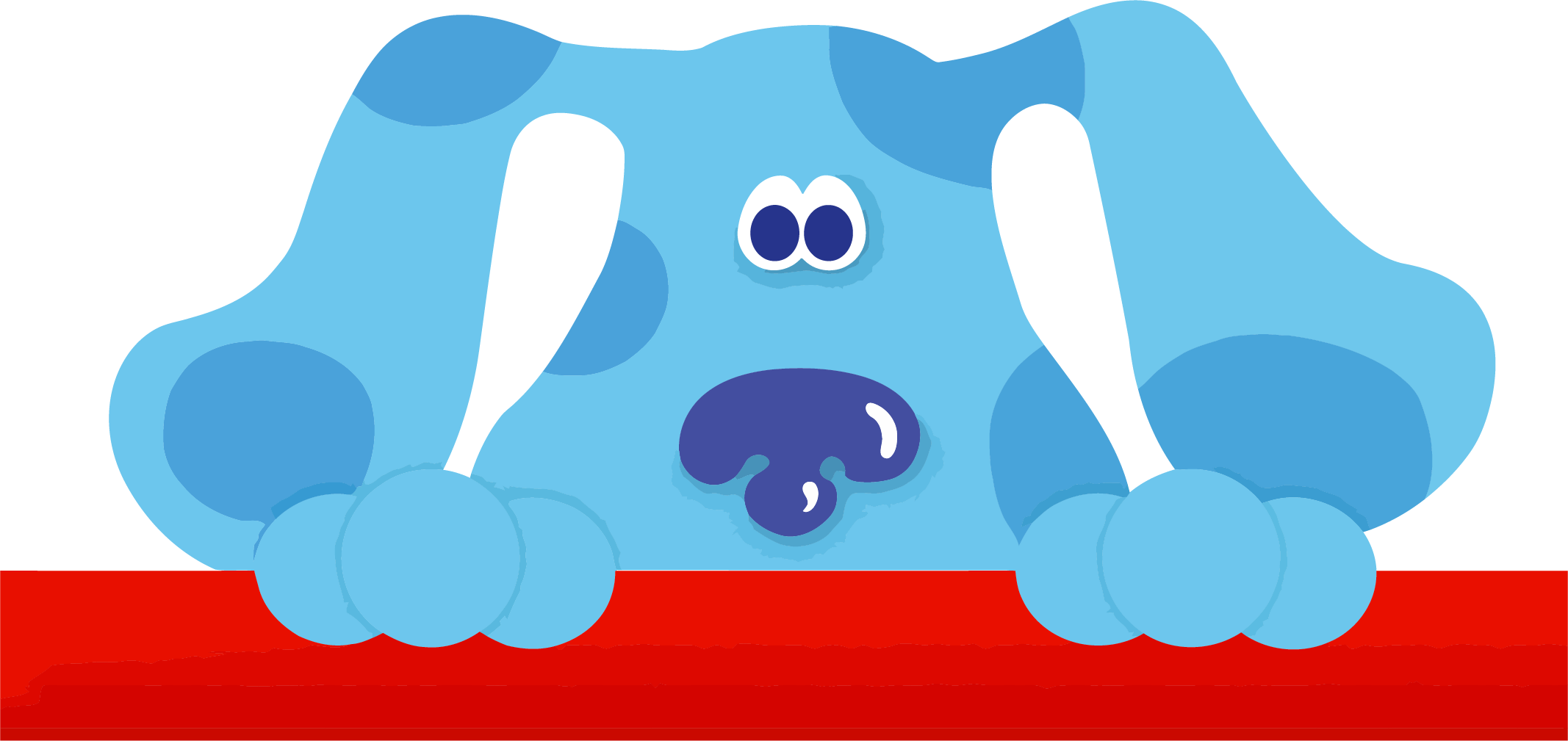 Blues Clues Blue Peeking Over Red Wall Banner PNG Photo