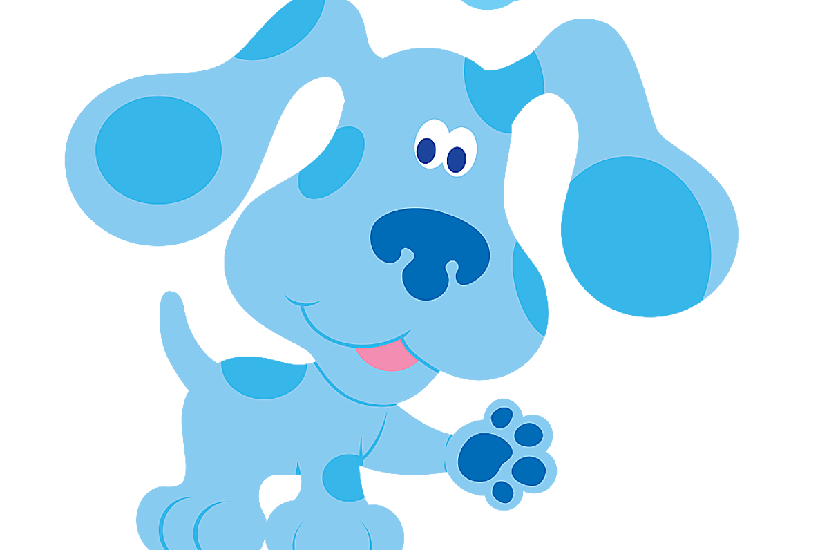 Blues Clues Blue Puppy Lifting Paw Waving Hello PNG Graphic