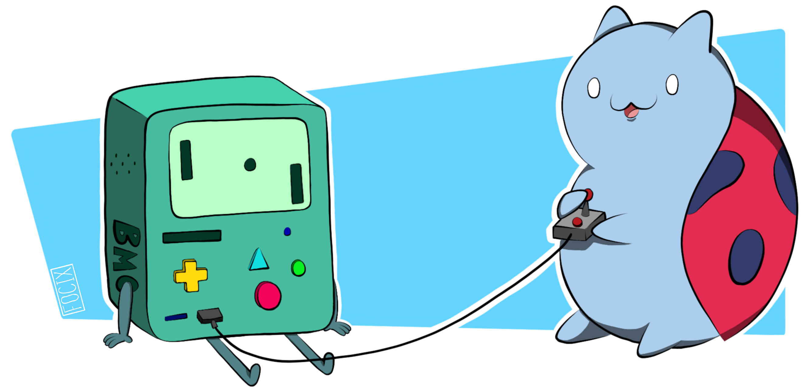 BMO Adventure Time Playing Game With Catbug Banner Transparent Background PNG Image