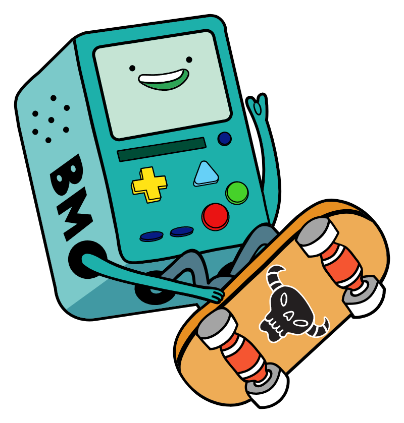 BMO Riding Skateboard Adventure Time Sticker PNG Photo