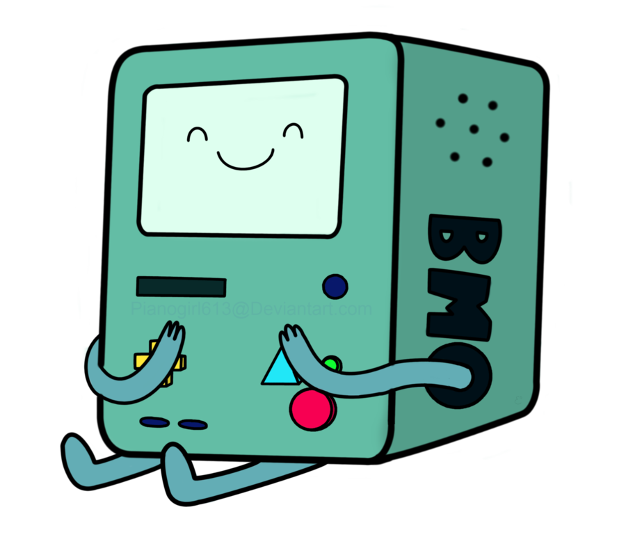 BMO Sitting Smiling Adventure Time Robot Console PNG Picture