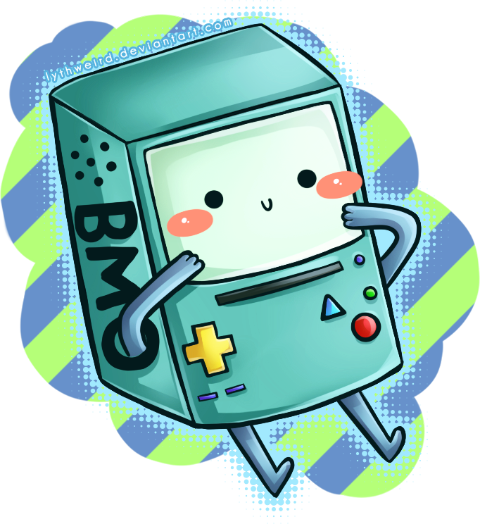 BMO Sticker With Blush Cheeks Colorful Background PNG Sticker