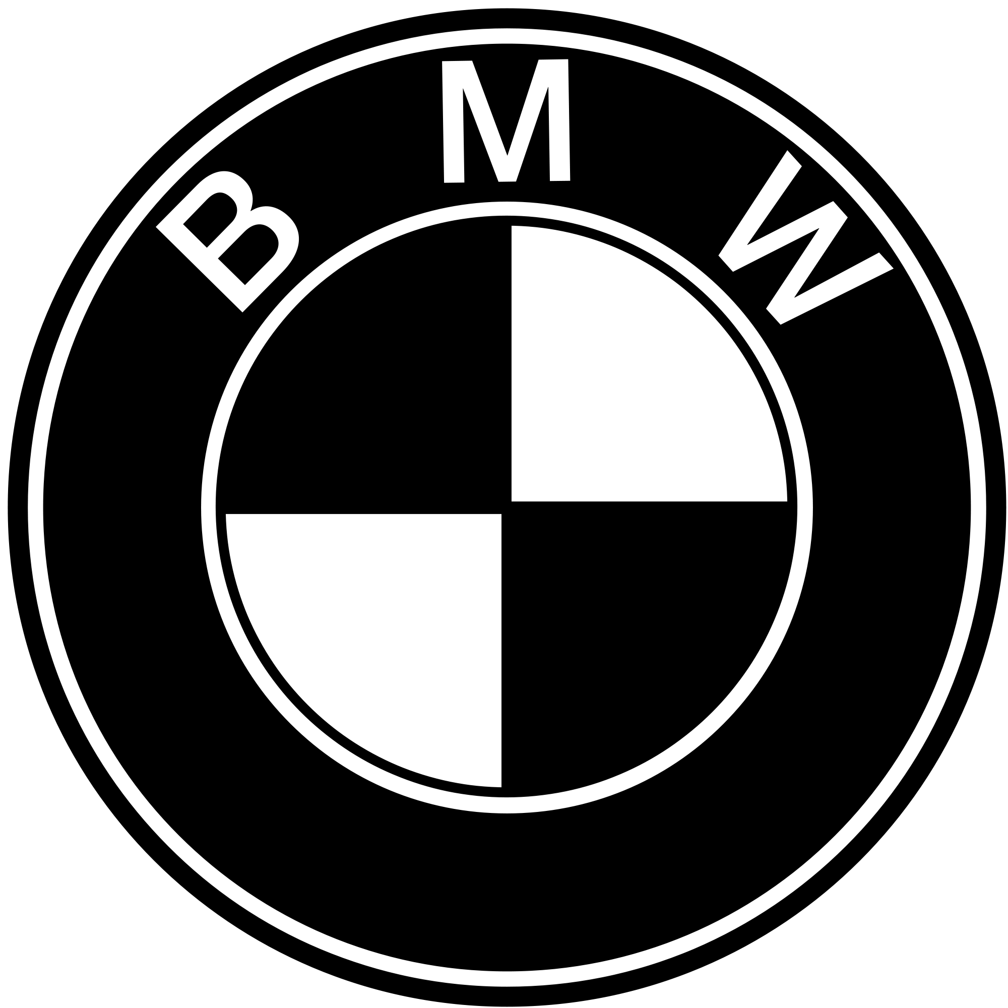 BMW Logo Monochrome Black Emblem Thin Outline Ring PNG Transparent Image