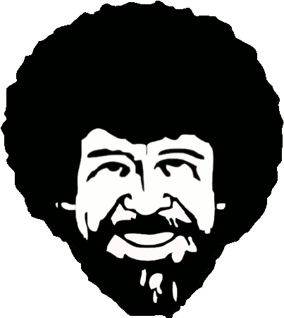 Bob Ross Black And White Stencil Face Silhouette PNG