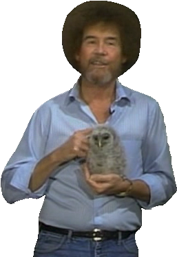 Bob Ross Holding Baby Owl Standing Transparent Background PNG Image