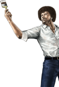 Bob Ross Raising Paintbrush Heroic Pose Small PNG Icon