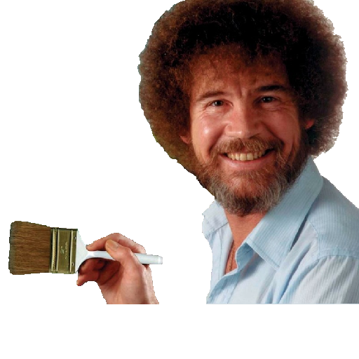 Bob Ross Smiling Holding Paintbrush Close Up PNG Picture