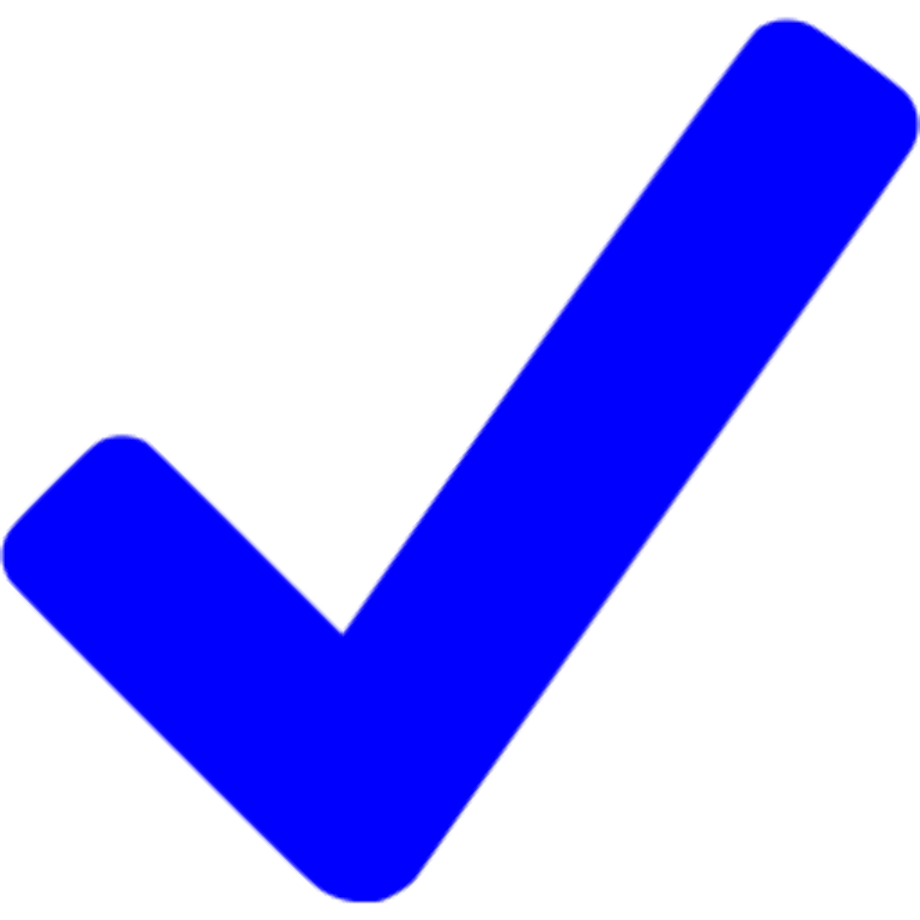 Bold Pure Blue Check Mark Rounded Tick Symbol PNG Photo