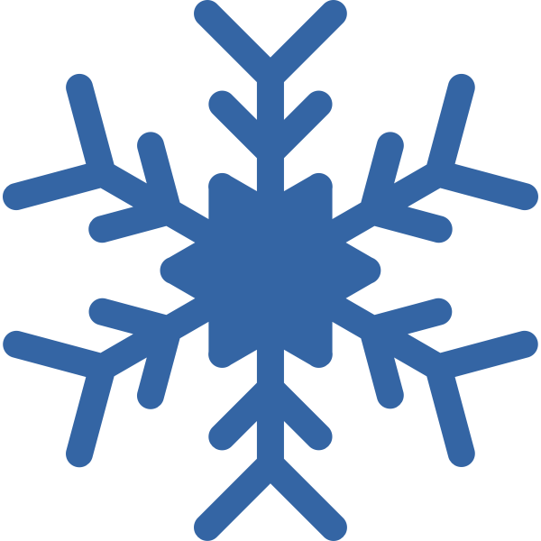 Bold Steel Blue Snowflake Icon Rounded Branches PNG